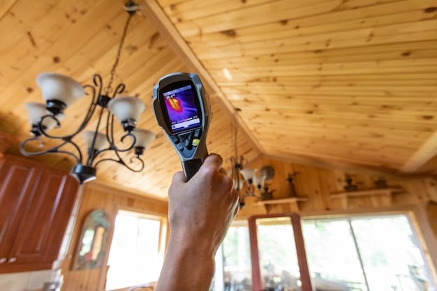 A person performing an energy audit in a home with thermal imaging equipment, highlighting areas of heat loss.