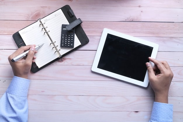 A person reviewing several open tabs on their computer, each tab displaying a different freelance writing job board or article listing. The person is using a notepad to take notes.