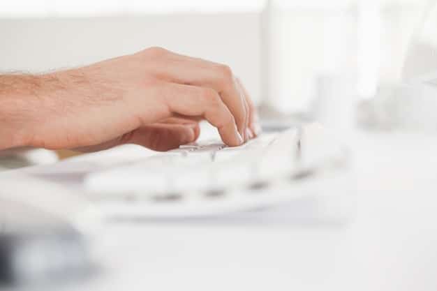 A close-up view of hands typing quickly and accurately on a keyboard, with a focus on the speed and precision required for efficient data entry.