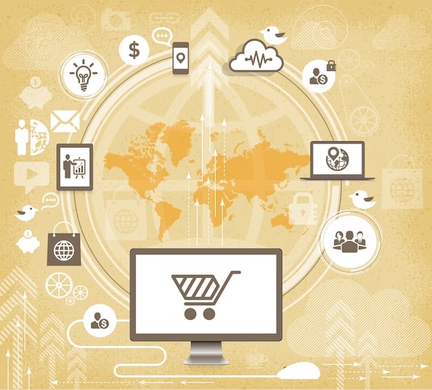 A digital illustration showing various states of the US connected by lines, representing the economic nexus of an online business with customers across different states.