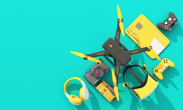 A digital illustration depicting various types of digital products floating in the air, such as e-books, online courses, templates, and digital art. The background is a vibrant and energetic cityscape.