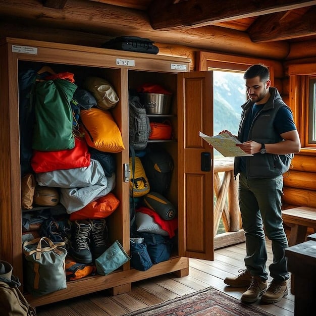 A person taking inventory of their garage, highlighting items like tools, camping gear, and sporting equipment. The image should convey a sense of opportunity and resourcefulness.