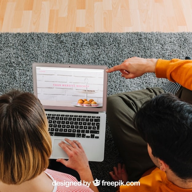A person's hands, slightly blurred, using a laptop to compare rates and features of different high-yield savings accounts, with a cup of coffee and a notebook adding a sense of a calm and informed decision-making process.