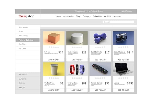 A mockup of an online store interface, showcasing various print-on-demand product listings with attractive visuals and clear pricing.