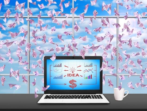 A graphic depicting various streams of passive income flowing into a laptop, including affiliate links, digital products, and advertising revenue. The laptop is surrounded by icons representing different monetization strategies.