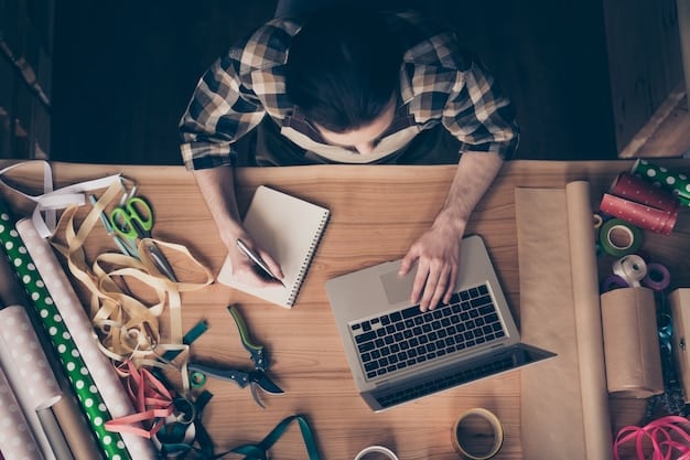 A freelancer working on a laptop, surrounded by notes and research materials about industry rates and negotiation tips. The scene is focused, with a sense of determination.
