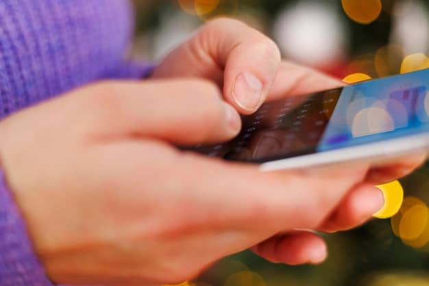 Close-up photo of someone using a budgeting app on a smartphone, showing categories like income, expenses, savings, and investments. The background is blurred to focus on the screen.