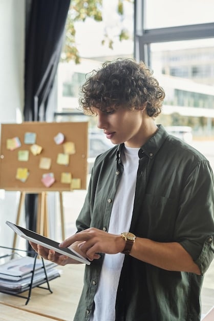 A freelancer confidently presenting a well-structured and visually appealing project proposal to a prospective client during a meeting, showcasing the freelancer's professionalism and attention to detail.