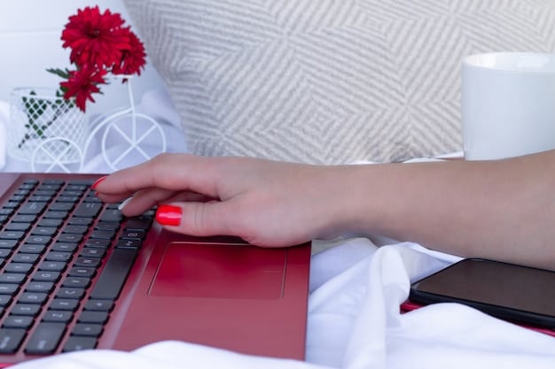 A close-up shot of a person's hands meticulously typing on a laptop keyboard, positioned on a wooden desk. On the screen, a brokerage account application form is visible, showing fields for personal details and financial information. The setting is clean and well-lit, emphasizing focus and the digital nature of the account opening process.