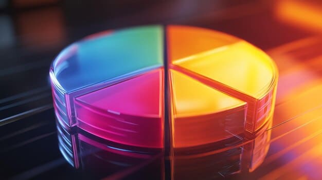 A digital representation of a pie chart showing different colored slices representing diversified investment assets, superimposed over a backdrop of growing bar graphs, signifying financial growth through diversification.