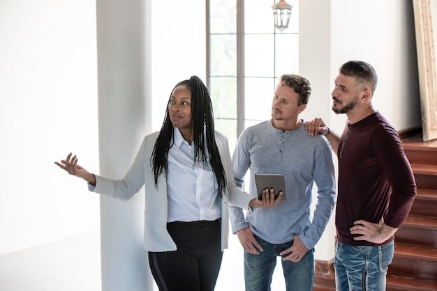 A diverse group of people (homeowner, first-time buyer, real estate investor) looking thoughtfully at a tablet displaying market data, representing the varied impact of the housing market correction on different stakeholders.