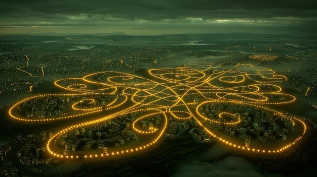 A visual metaphor depicting a winding, uncertain path through a digital landscape with various symbols of risk (e.g., a broken chain link, a padlock, a question mark), illustrating the complexities and dangers of navigating DeFi for investors.