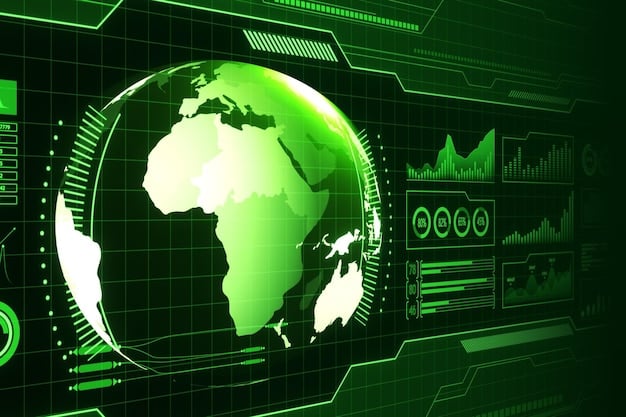A detailed close-up of a digital stock market interface showing green upward trends, with various financial numbers and company logos visible, representing robust corporate earnings.